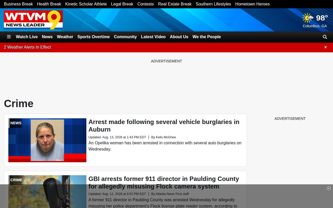 WTVM Muscogee County crime news section