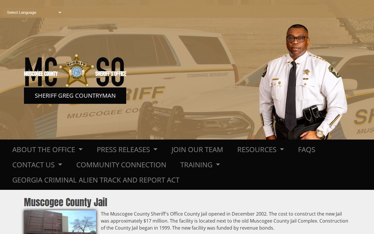 Muscogee County Jail and sheriff booking records information